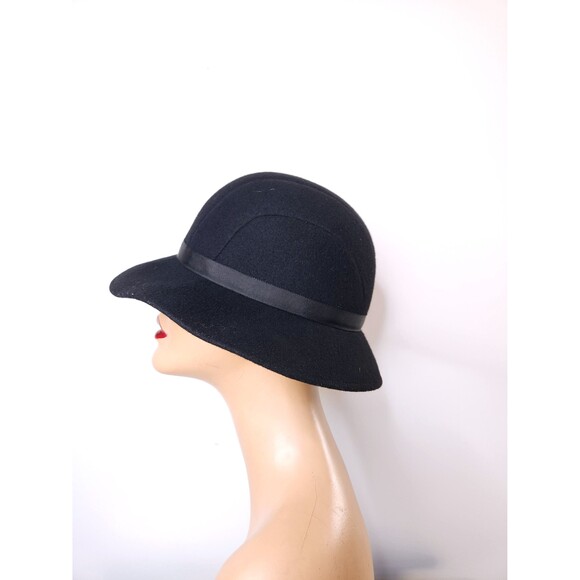 Vintage Black Wool Felt Hat -Made in USA Fedora Hat - Womens Wool Hat - Picture 4 of 10